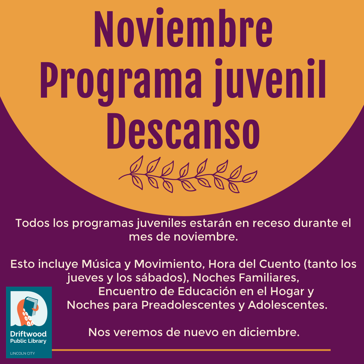 Noviembre programa juvenil descanso