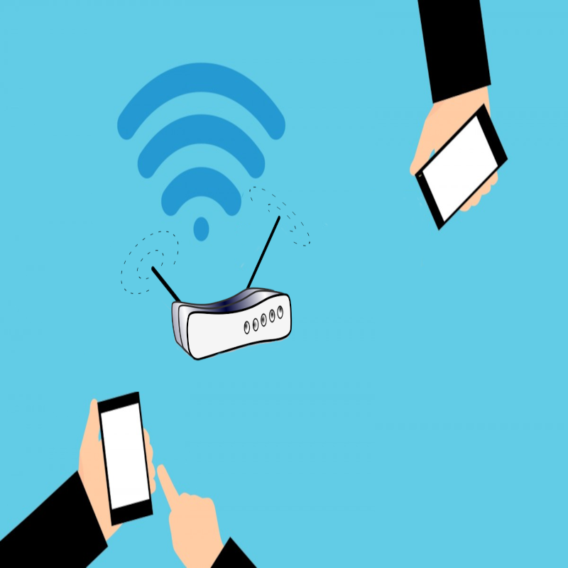 Hands holding wifi hotspots